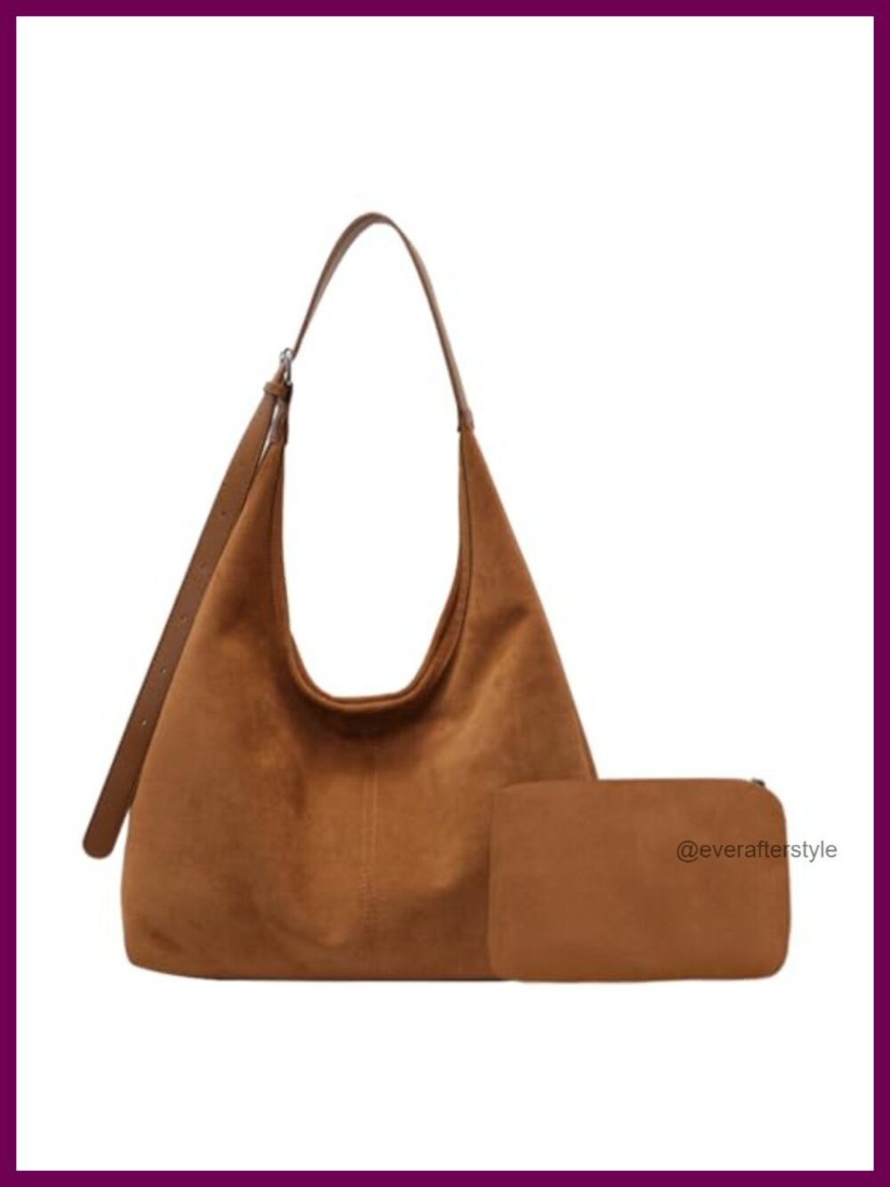 Faux Suede Hobo Bag Slouchy Crossbody Tote with Small Purse